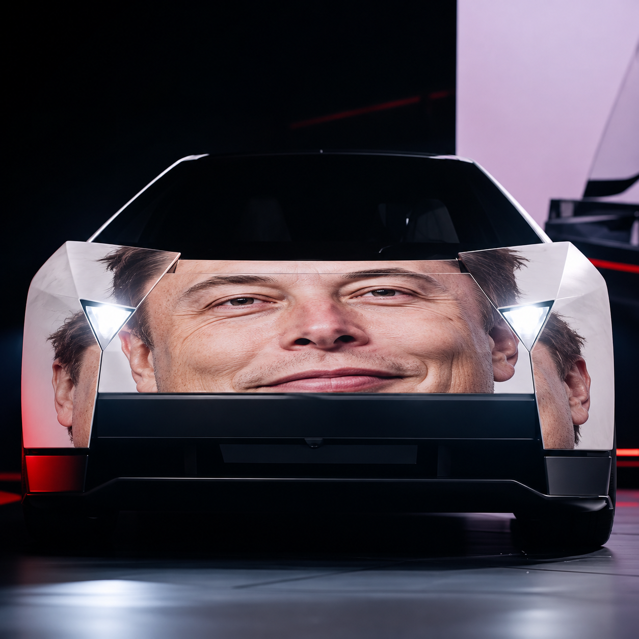 Elon Car concept with face vinyl wrap